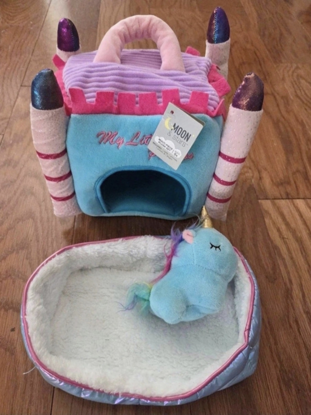 Moon & Stars My Little Princess Pink Castle Playset with Unicorn Castle Bag Blue